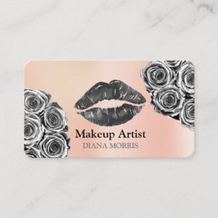 Hot Silver Glitter Lips Makeup Artist Beauty Salon Business Card