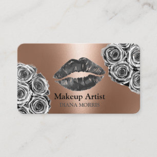 Hot Silver Glitter Lips Makeup Artist Beauty Salon Business Card