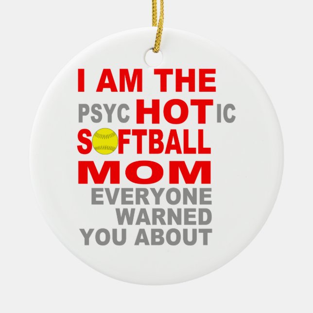 Hot Softball Mum Ceramic Tree Decoration (Front)
