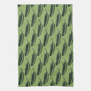 HOT & SPICY chiles jalapeno pattern Tea Towel