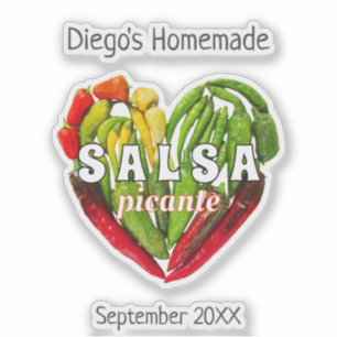 Hot spicy chilli peppers heart salsa picante