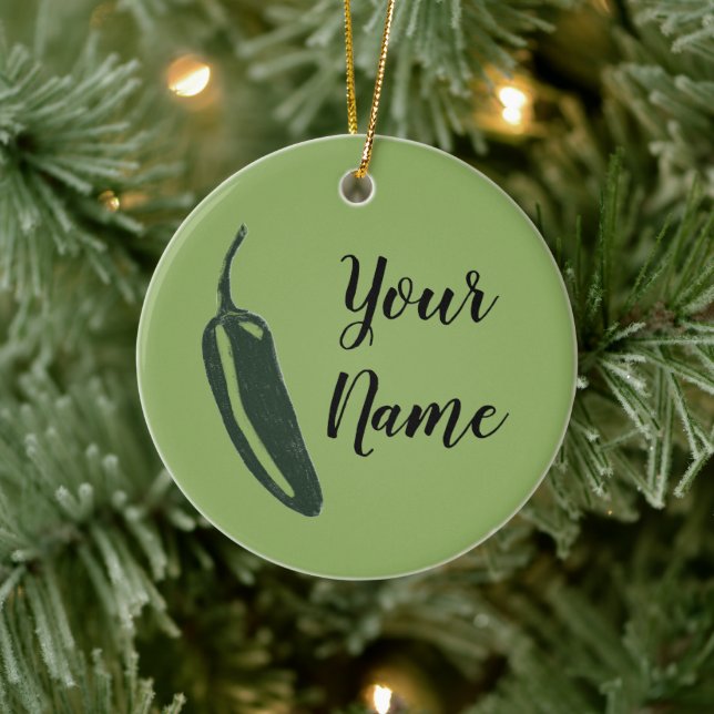 HOT & SPICY Jalapeño Chile Pepper CUSTOM Ceramic Tree Decoration (Tree)