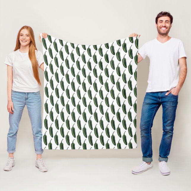 HOT & SPICY Jalapeño Chile Peppers Pattern Fleece Blanket (In Situ)