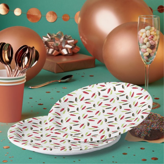 Hot Spicy Peppers Paper Plate (Multi)