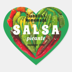 Hot spicy Salsa chili peppers heart green food  Sticker
