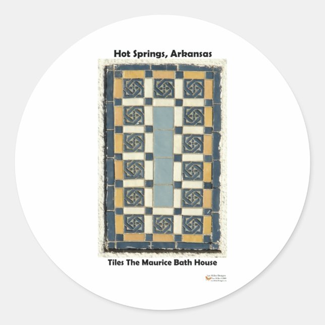 Hot Springs, AR The Maurice Tiles Gifts Apparel Classic Round Sticker (Front)