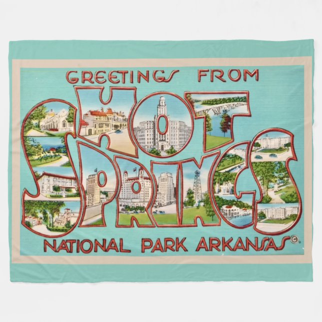 Hot Springs Arkansas Fleece Throw Blanket (Front (Horizontal))