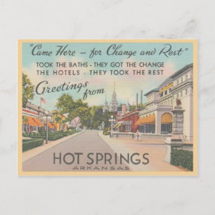 Hot Springs Arkansas Vintage Greetings Postcard