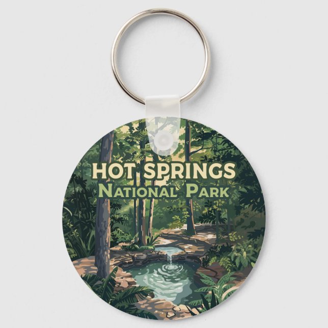 Hot Springs National Park Arkansas Retro  Key Ring (Front)
