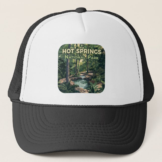 Hot Springs National Park Arkansas Retro  Trucker Hat (Front)