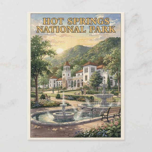 Hot Springs National Park Bathhouse Row Postcard (Front)
