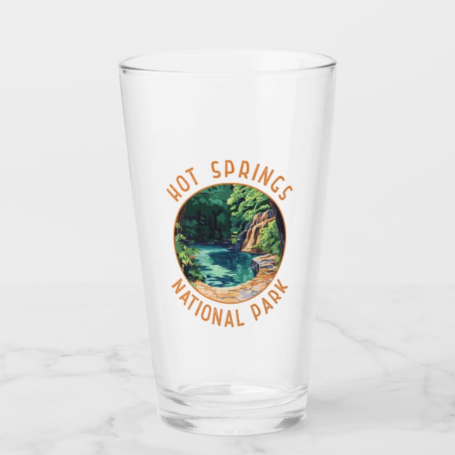 Hot Springs National Park Retro Distressed Circle Glass (Front)