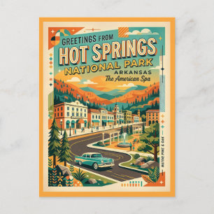 Hot Springs National Park Vintage Style Postcard