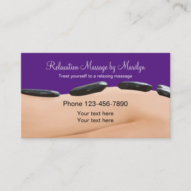 Hot Stone Massage Therapy Business Card (Front)