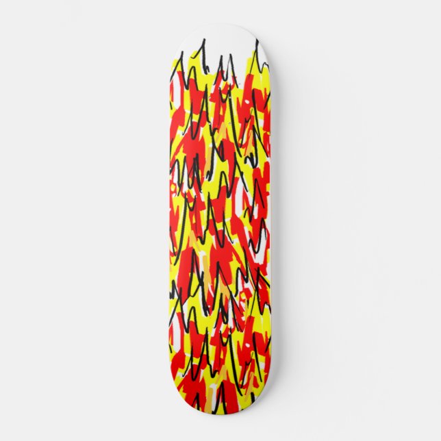 Hot Stuff Fire and Flames Illustrated Design Skateboard (Front)