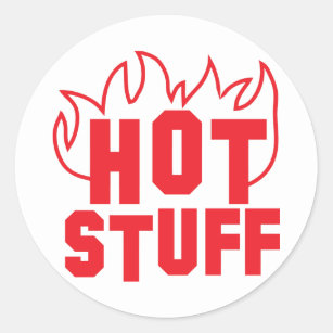 Hot stuff flames in RED Classic Round Sticker