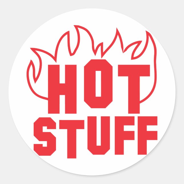 Hot stuff flames in RED Classic Round Sticker (Front)