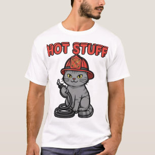 Hot Stuff Funny Firefighter Cat Shirt