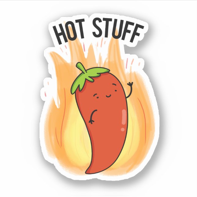 Hot Stuff Funny Red Hot Chilli Pepper Pun  (Front)