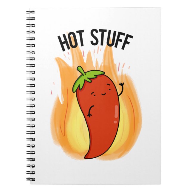 Hot Stuff Funny Red Hot Chilli Pepper Pun Notebook (Front)