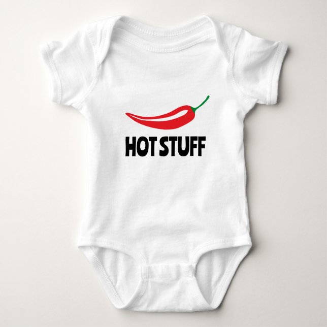 Hot Stuff funny spicy hot red cayenne chilli peppe Baby Bodysuit (Front)