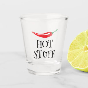 Hot Stuff funny spicy red cayenne chilli pepper Shot Glass