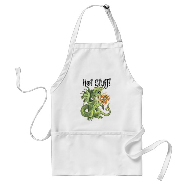 Hot Stuff! lil marshmellow roasting dragon Apron (Front)
