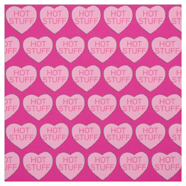 HOT Stuff Pink Candy Heart Print Valentine's Day Fabric (Swatch)