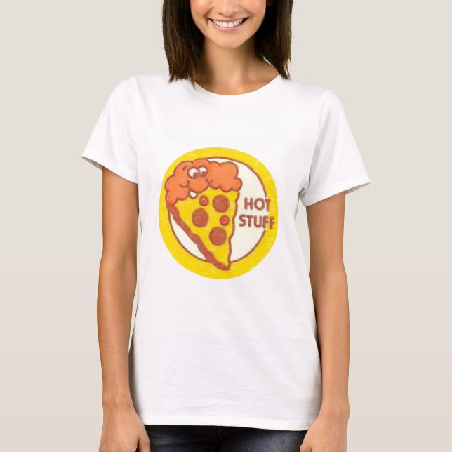 Hot Stuff retro pizza smelly sticker shirt (Front)