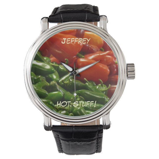 Hot Stuff Wrist Watch, Peppers, Chilies Watch (Front)