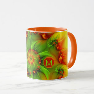 Hot Summer Abstract Colourful Fractal Art Monogram Mug