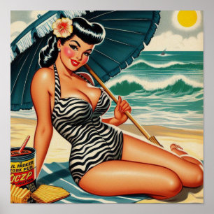Hot Summer Beach Pin-up Poster