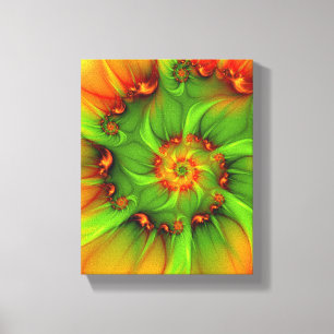 Hot Summer Green Orange Abstract Colourful Fractal Canvas Print