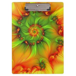 Hot Summer Green Orange Abstract Colourful Fractal Clipboard
