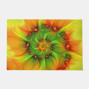 Hot Summer Green Orange Abstract Colourful Fractal Doormat