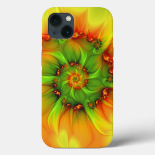 Hot Summer Green Orange Abstract Colourful Fractal iPhone 13 Case
