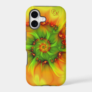 Hot Summer Green Orange Abstract Fractal Initials