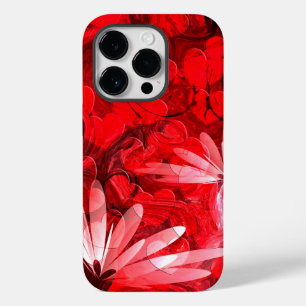 'Hot Summer Night' Red Abstract Floral And Hearts Case-Mate iPhone 14 Pro Case