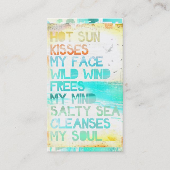 Hot Sun Kisses My Face Salty Sea Cleanses My Soul Business Card (Front)