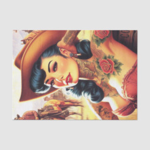 Hot Tattoo Cowgirl Tissue Paper