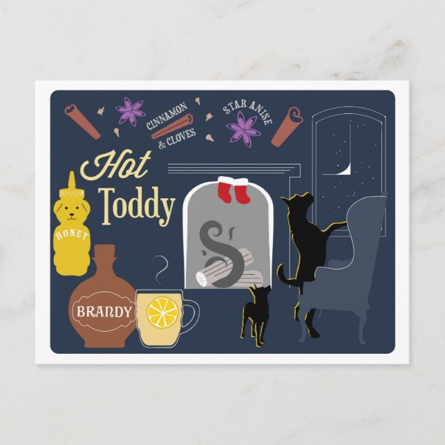 Hot Toddy Winter Cocktail Postcard (Front)