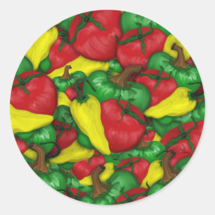 Hot Tomato Peppers Classic Round Sticker