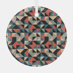 Hot Triangle: Geometric Memphis Style. Glass Tree Decoration