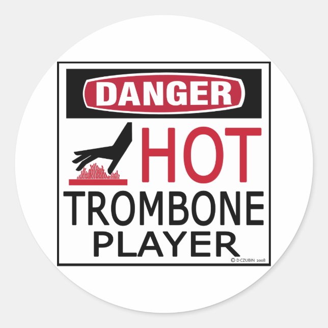 Hot Trombone Player Classic Round Sticker (Front)