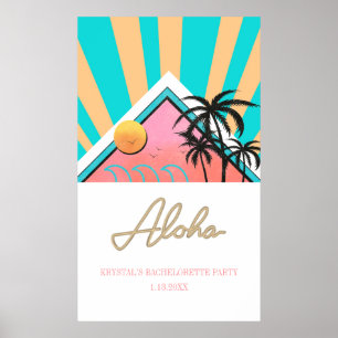 Hot Tropical Beach Bachelorette Party Neon Poster