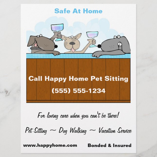 Hot Tub Dogs Celebrating with Champagne 8x11 Flyer (Front)