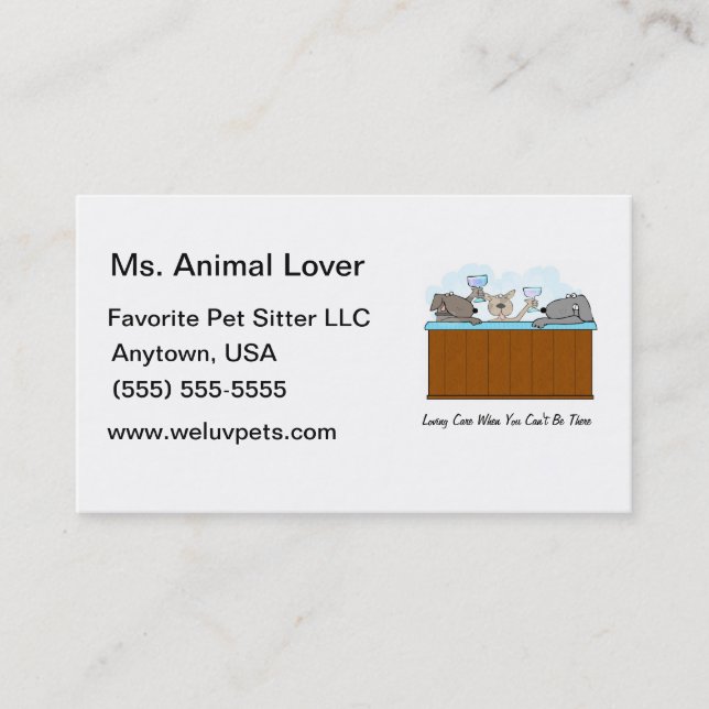 Hot Tub Dogs Toasting Champagne Turquoise  Business Card (Front)