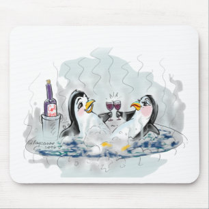 Hot Tub Penguins Mouse Pad