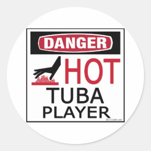 Hot Tuba Player Classic Round Sticker