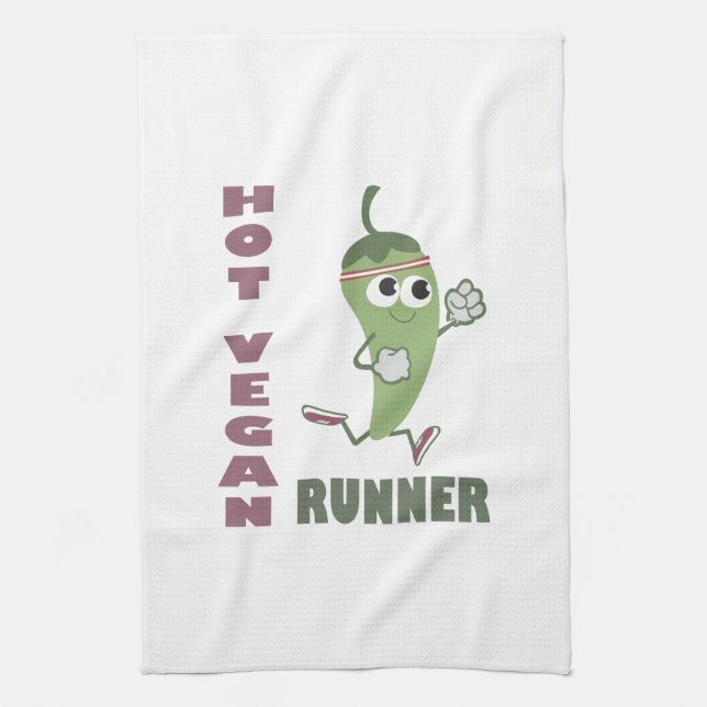 Hot Vegan Runner Tea Towel (Vertical)